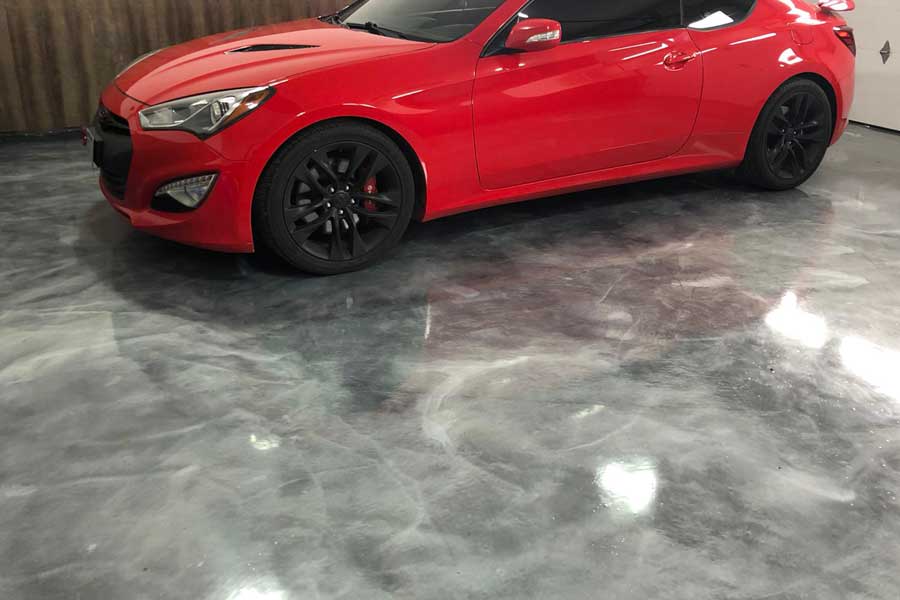 Metallic epoxy garage floor, silver grey, Midland, Texas